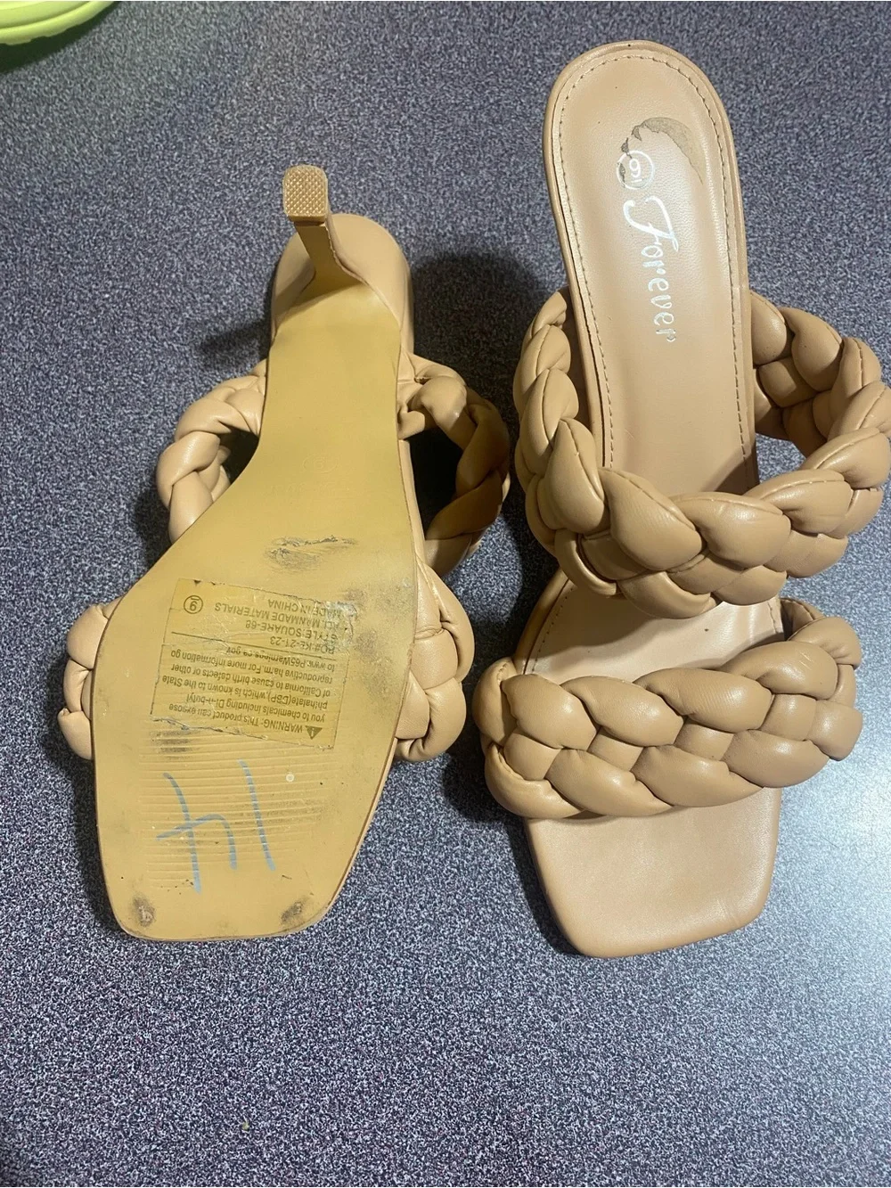 Forever Braided Double-Strap Slide Heels in Tan